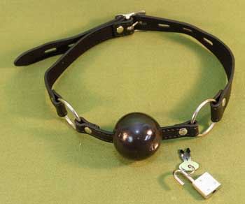 BLACK BALL GAG with Paddle Lock - 1 1/2" Rubber Ball  ~  $13.99  WOW